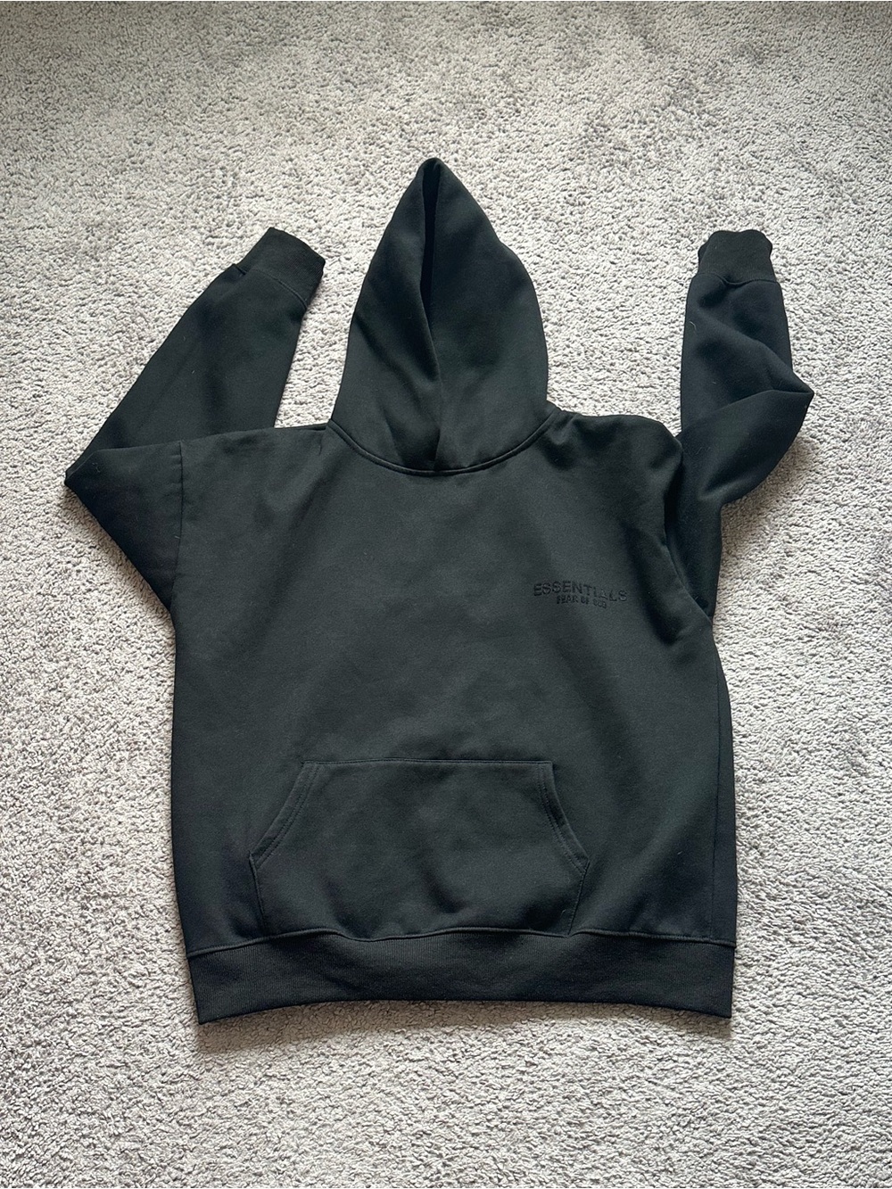 Essentials Fear of God Men's M Black Pullover Hoodie Logo Fleece Pockets